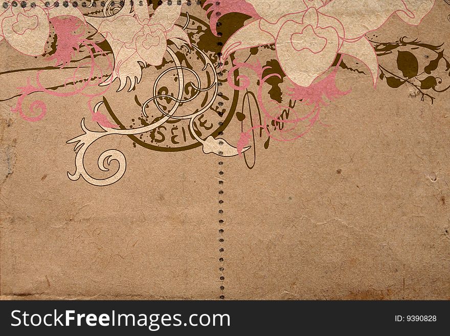Illustration of abstract patterns on vintage paper. Illustration of abstract patterns on vintage paper