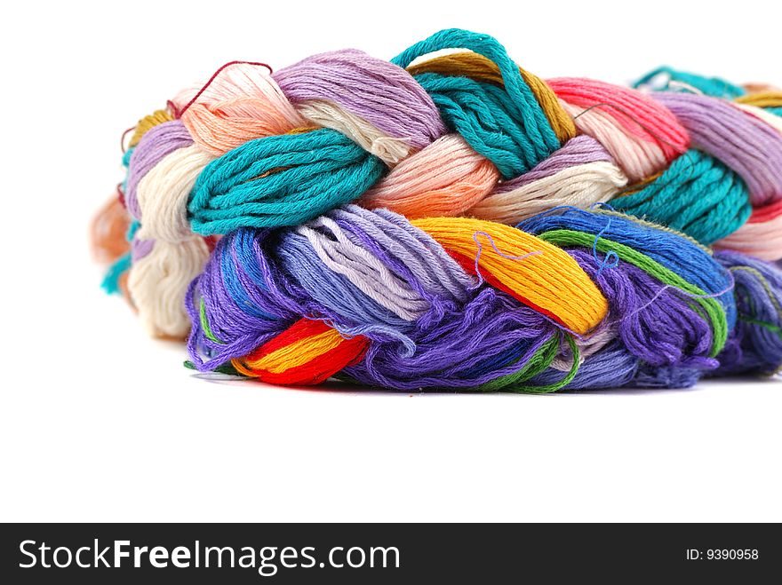 Plait of colour cotton threads for embroidery and needlework.