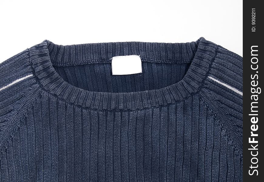 Blue sweater with label