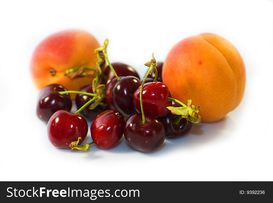 Some fruits of summer on a white background