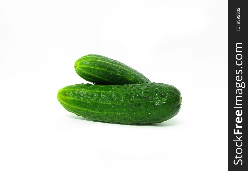 Two cucumbers in white background