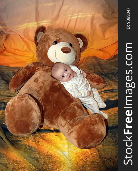 Infant Baby Boy With Bear