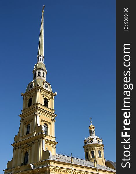 Cathedral with bell-tower in Petropavlovskaya fortress in Saint-Petersburgh, Russia