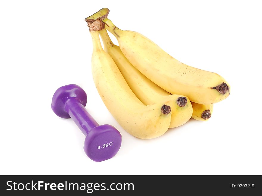 Banana and dumbbells of various colours. To apply in common.