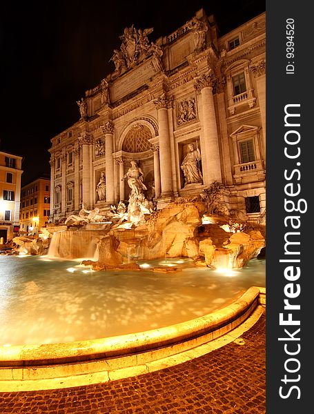 The Trevi fountain at night, Rome