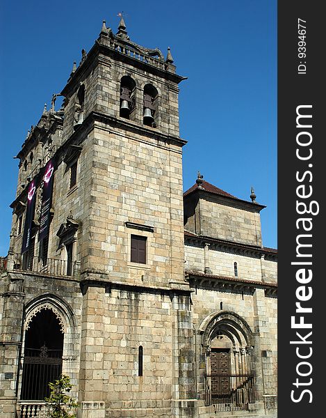 The facade of a beautiful and old monument with 900 years old in Braga, Portugal. The facade of a beautiful and old monument with 900 years old in Braga, Portugal