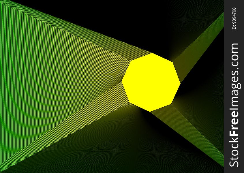 Yellow pinwheel on green background. Yellow pinwheel on green background