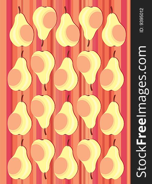 Vector kitchen retro colour pear pattern. Vector kitchen retro colour pear pattern