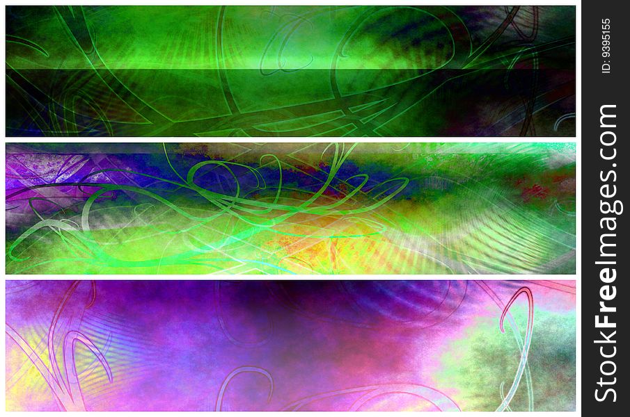 Psychedelic banners or headers for websites or other. Psychedelic banners or headers for websites or other