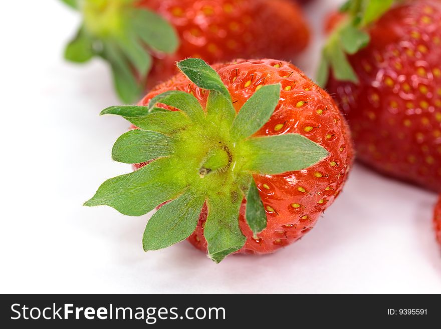 Group Of Many Ripe Strawberries . Close Up .