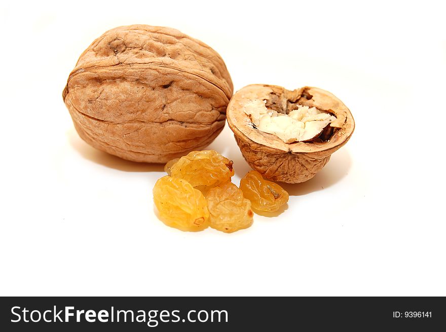 Walnut on white background