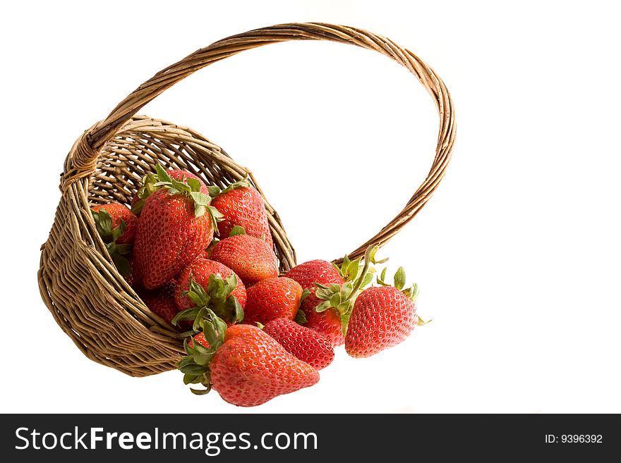Red strawberries in the basket. Red strawberries in the basket