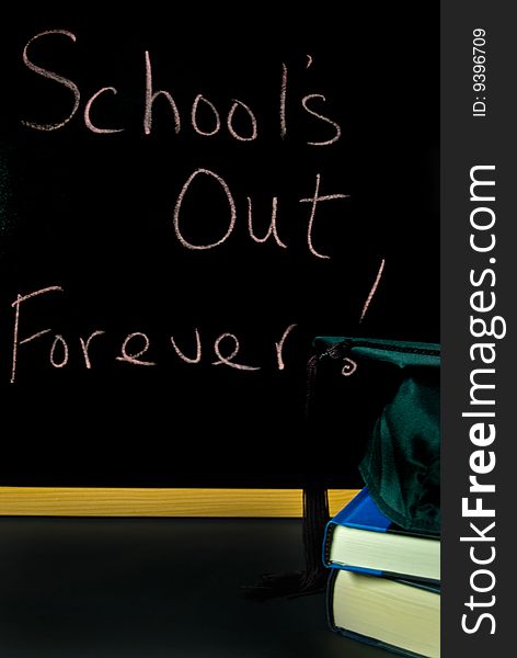 Happy sign on blackboard with graduation cap. Happy sign on blackboard with graduation cap.