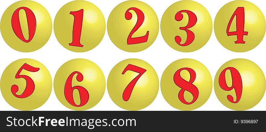 Series of illustrations with numbers from 0 up to 9