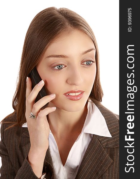 Business Woman talking on a cell phone. Business Woman talking on a cell phone