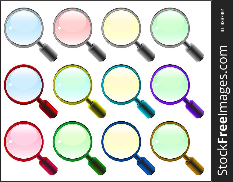 Many color icons of search