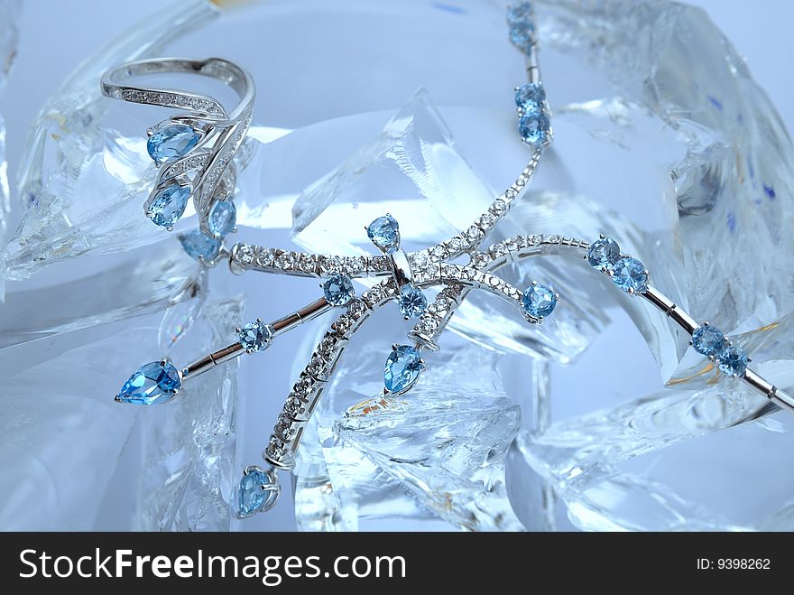 Frozen necklace on an ice