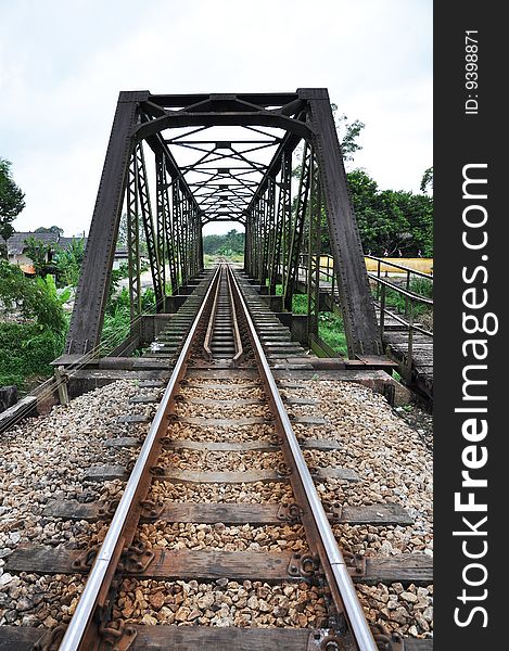 Iron bridge over railway That are active. Iron bridge over railway That are active.