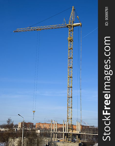 Crane at work on building