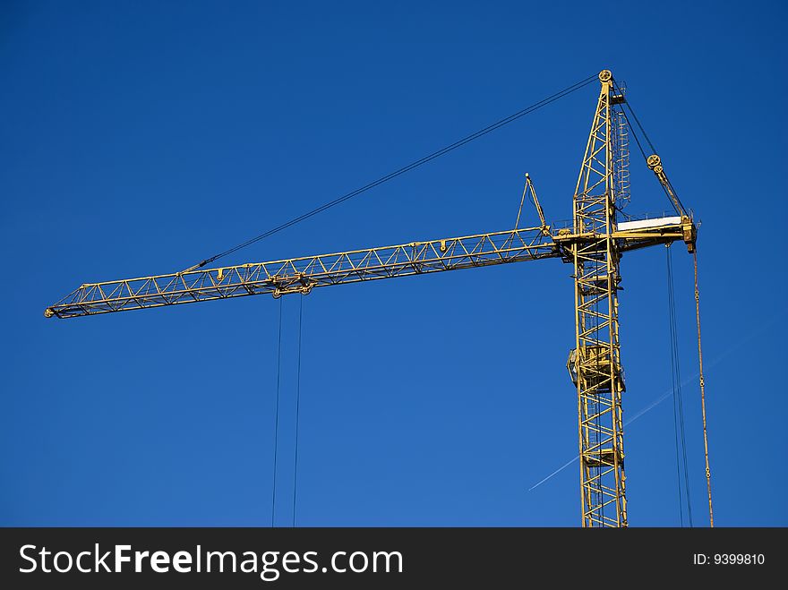 Crane at work on building