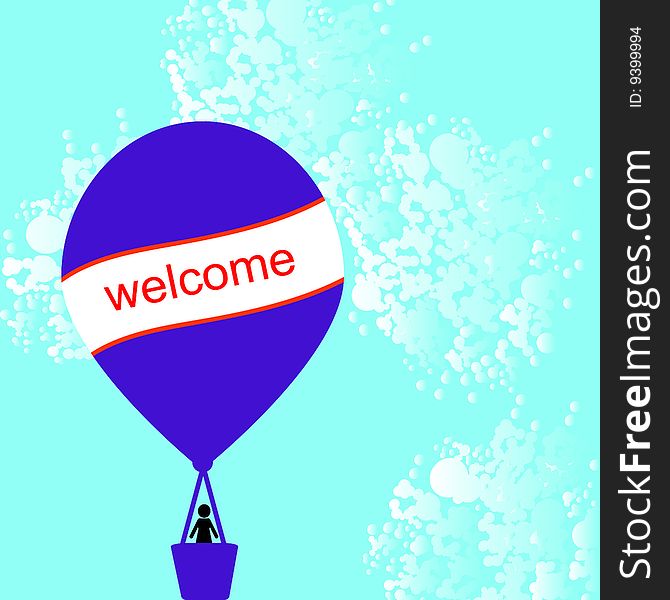 Hot air balloon with card for your message. Hot air balloon with card for your message