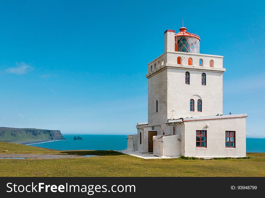 An observatory tower overlooking the water.