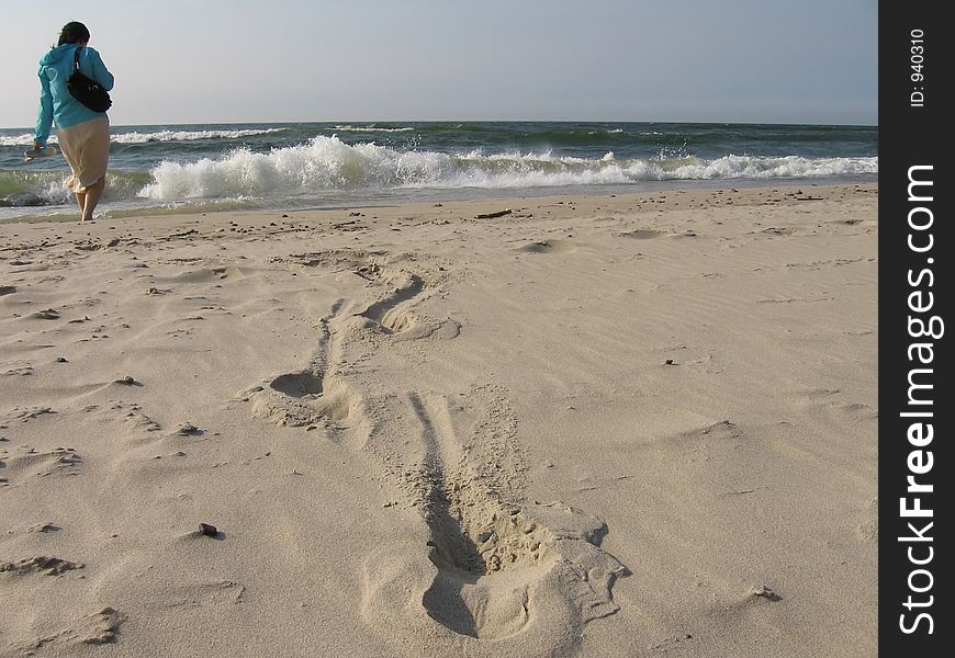 Footprints on the beach