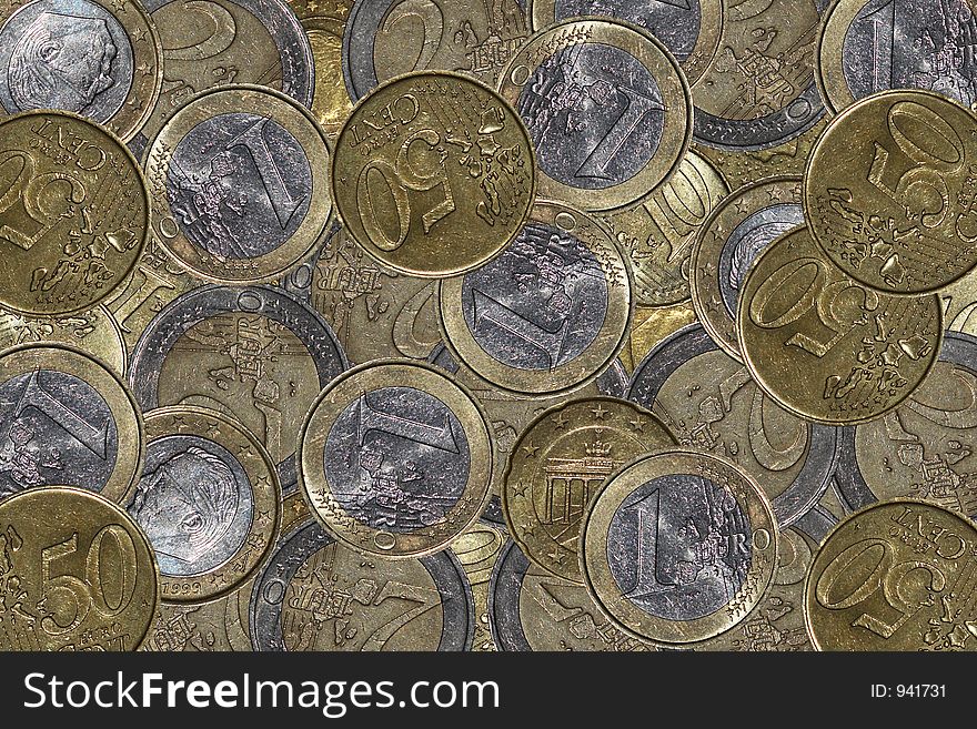 Lots of euro coins for backgrounds. Lots of euro coins for backgrounds