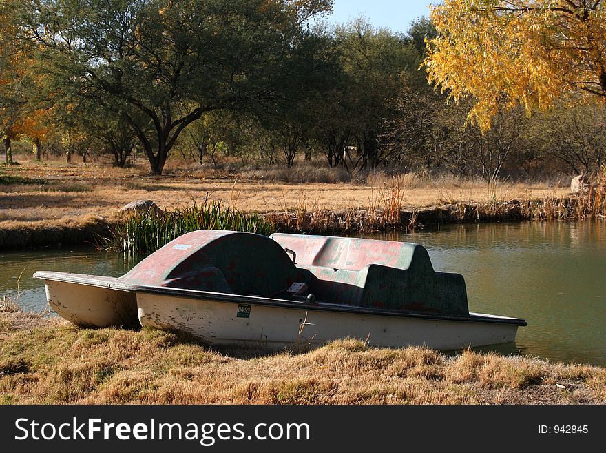 Paddle boat on a pond