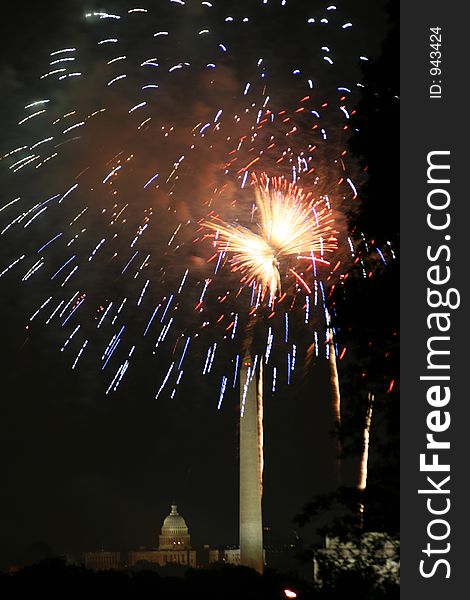 Fireworks in Washington DC. Fireworks in Washington DC.