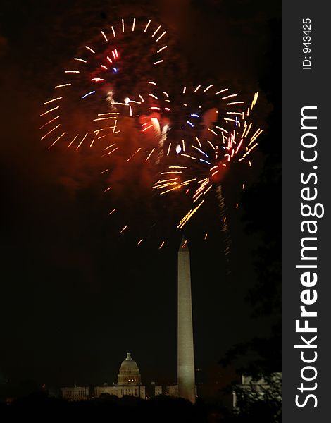 Fireworks in Washington DC. Fireworks in Washington DC.