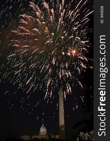Fireworks in Washington DC. Fireworks in Washington DC.