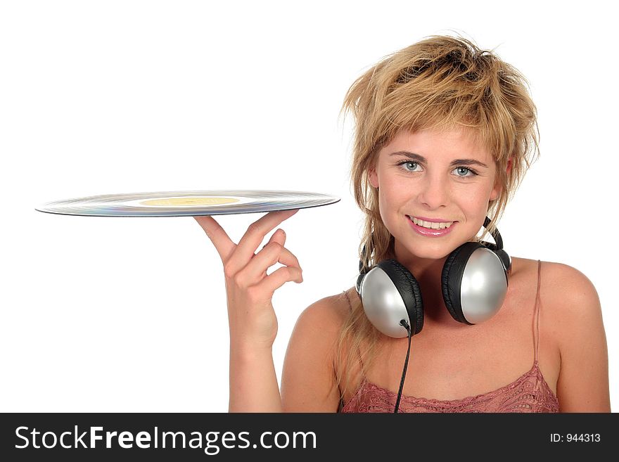 Girl holding a vinyl record