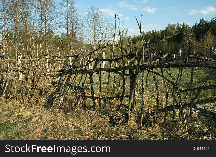 Wattled wood fence