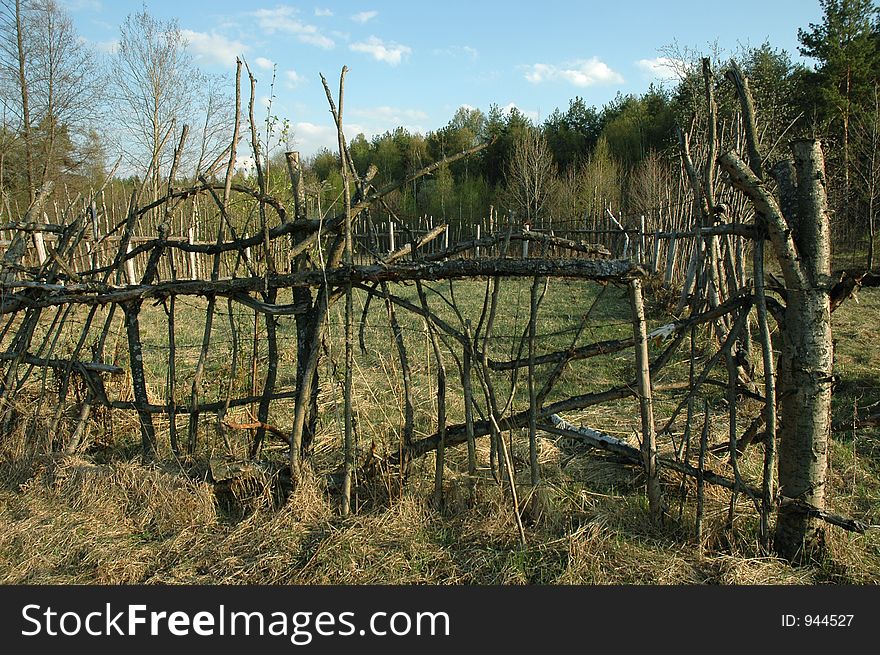 Crooked wood fence