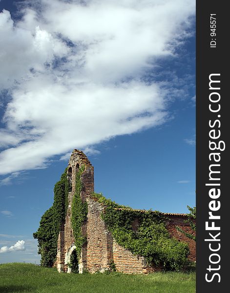 The ruined church of St. Juin, Southern France. The ruined church of St. Juin, Southern France