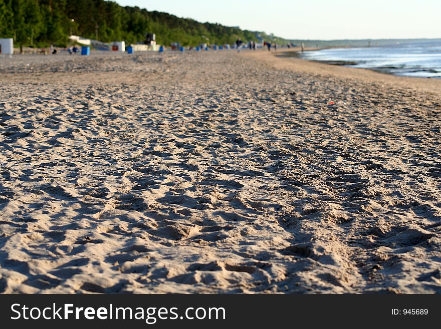 Baltic beach and footprints. Baltic beach and footprints