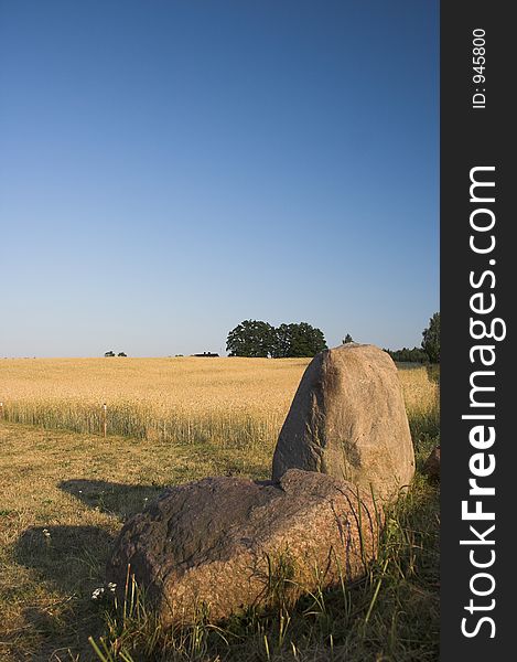 Landscape with stones and blue sky. Landscape with stones and blue sky