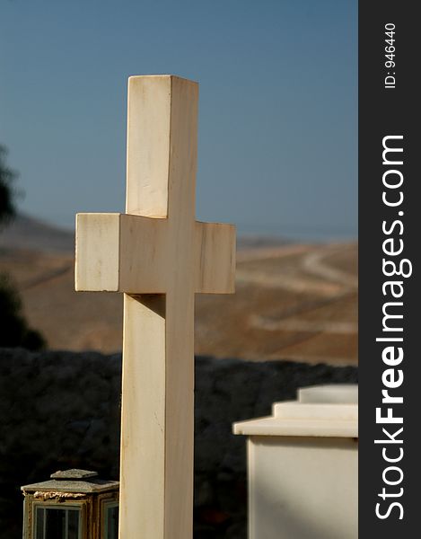 Cross in cemetery. Cross in cemetery