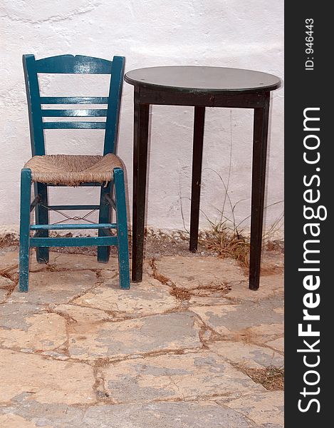 Classic greek chair with table