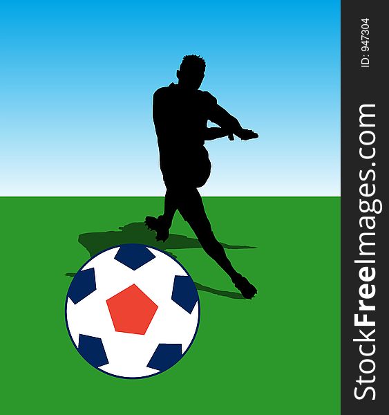 A footballer kicking the ball symbolizing  football league. A footballer kicking the ball symbolizing  football league