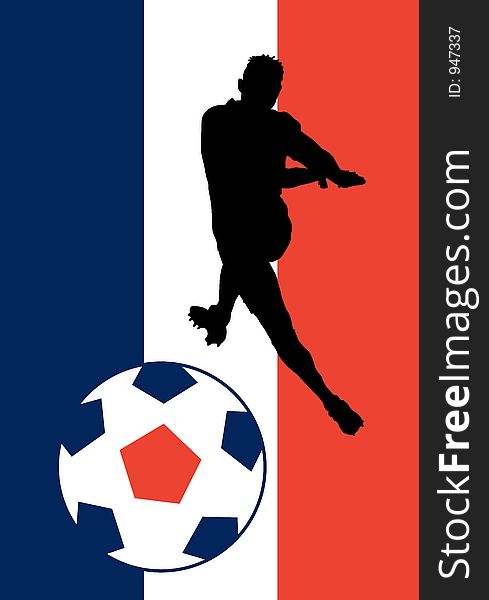 A footballer kicking the ball symbolizing French football league. A footballer kicking the ball symbolizing French football league