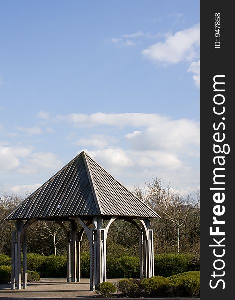 Wooden bus shelter in the countryside. Wooden bus shelter in the countryside