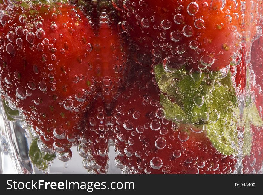 Close up of bubbly strawberries