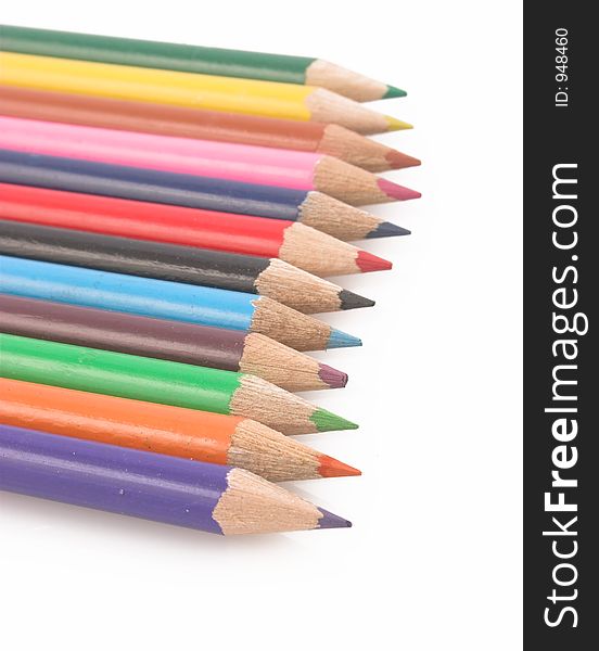 Pencils in color in a row. Pencils in color in a row