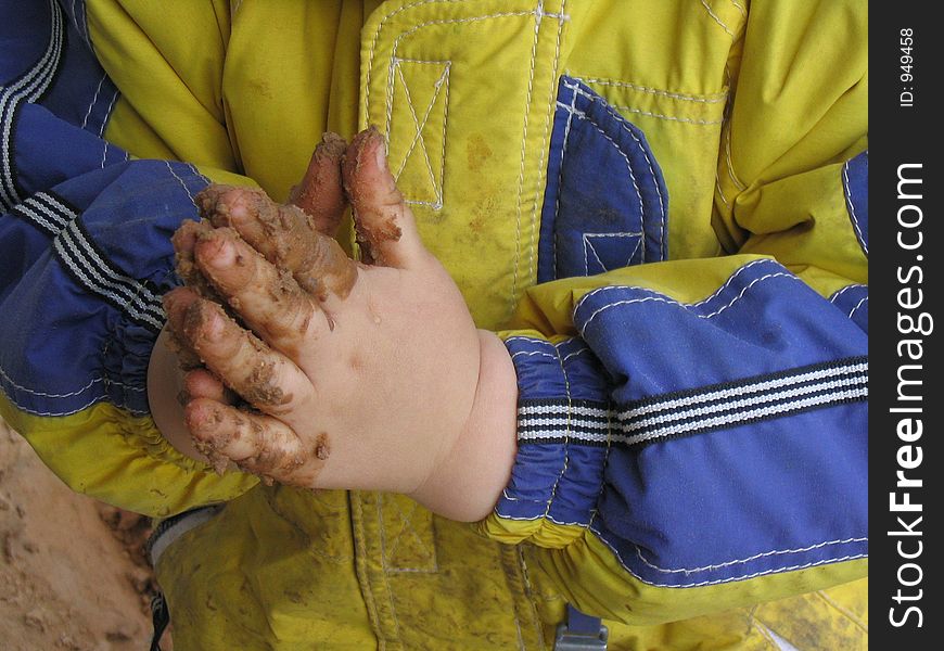 Sanded child's hands. Sanded child's hands