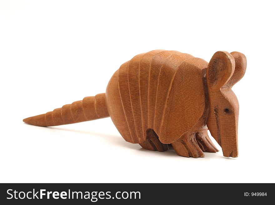 Wooden armadillo carving isolation