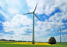 Wind Turbines In Green Meadows Royalty Free Stock Photos Wind Turbines In Green Meadows Royalty Free Stock Photos