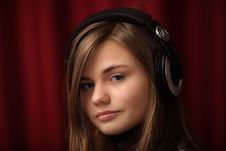 Young Woman With Headphones Royalty Free Stock Photo Young Woman With Headphones Royalty Free Stock Photo