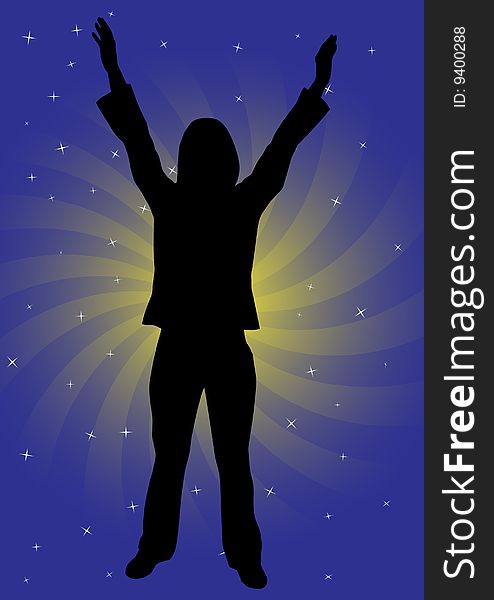 Happy girl vector silhouette illustration